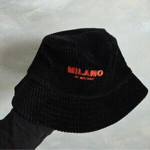Milano Di Rouge Orange & Black Corduroy Bucket Hat Unisex